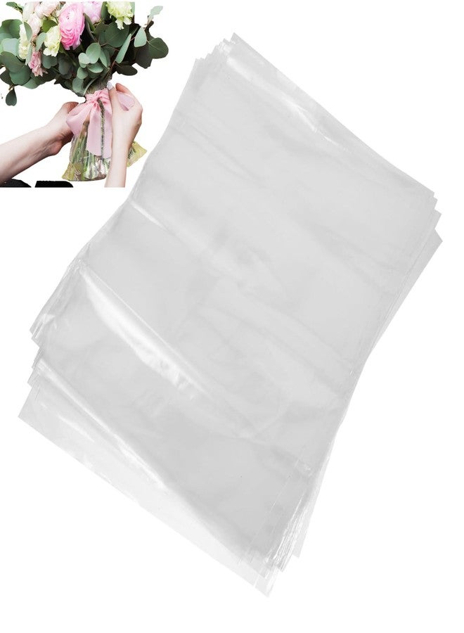 TOPPERFUN 50Pcs Flower Bags, 9.8x5.9in Bouquet Water-retaining Bag, PE Bouquet Flower Water, Transparent -retaining, Rose Packaging for Arrangement - Image 1